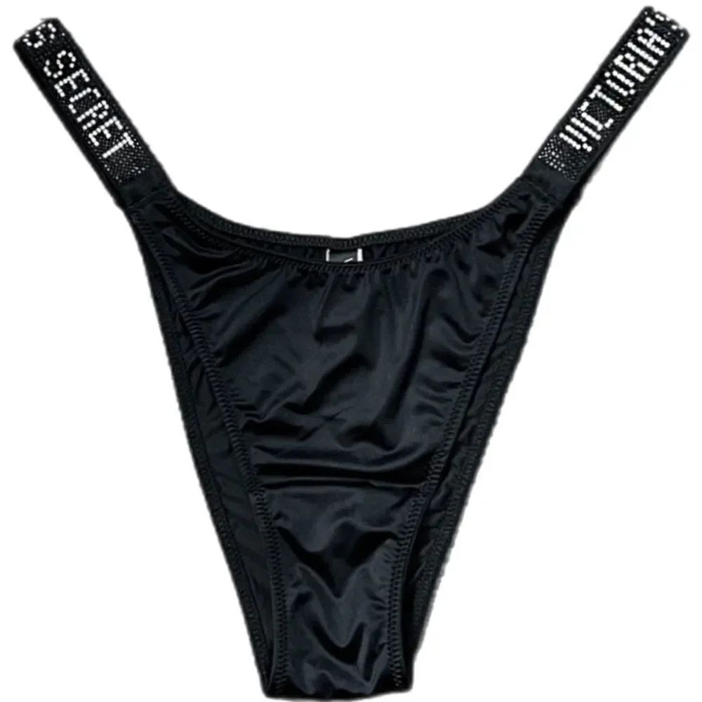 Victorias Secret Bombshell Rhinestone shine strap Brazilian Panty Black Small